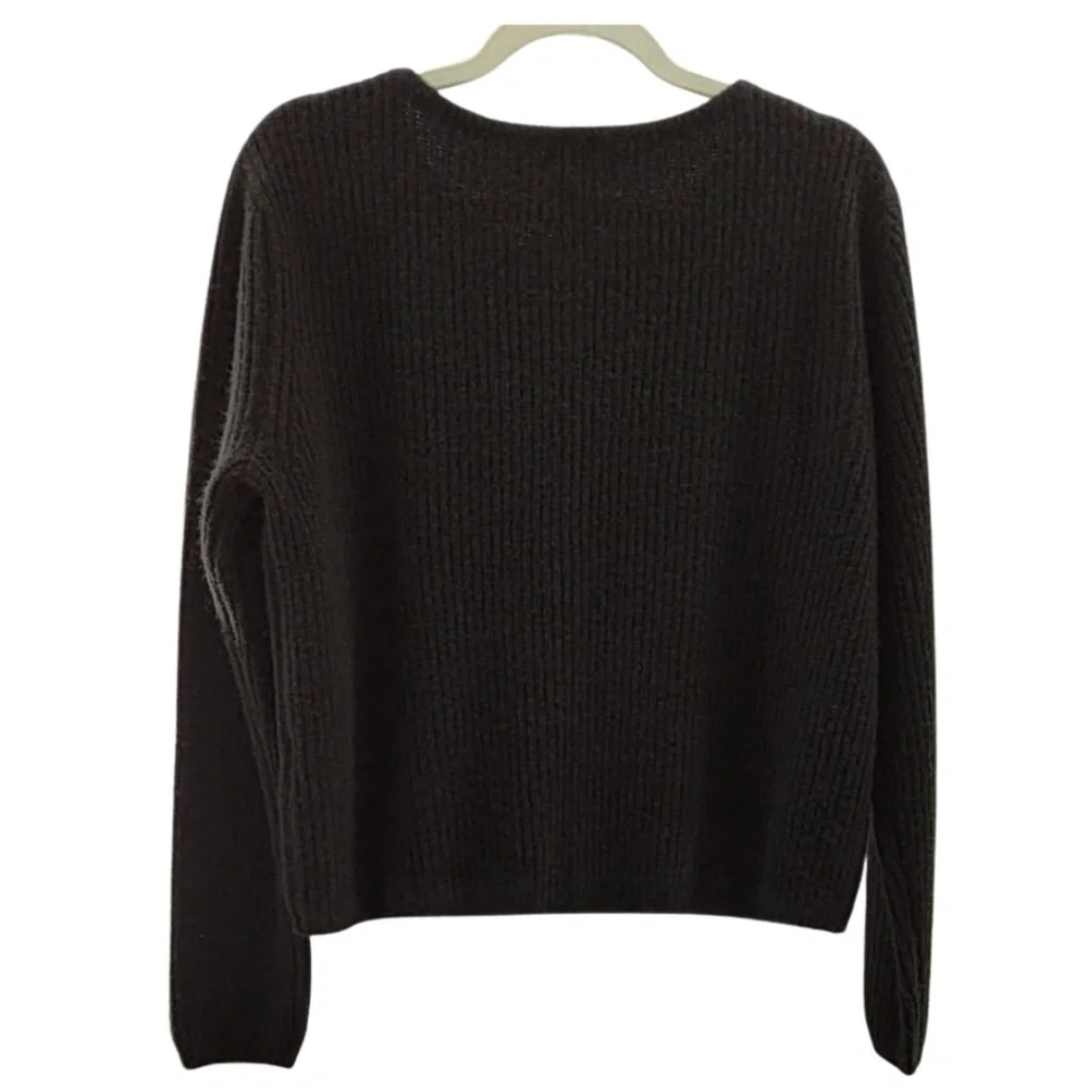 Quince Womens 100% Yak Soft Rib Crew Cardigan Sweater Black Size M - Picture 2 of 5